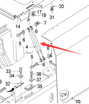 铣刨机发动机盖气弹簧2071982